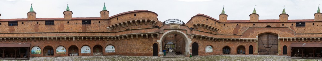 Historic building with gateways, walls, bricks