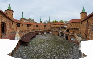 Historic building with gateways, walls, bricks