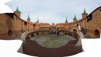 Historic building with gateways, walls, bricks
