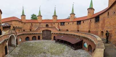 Historic building with gateways, walls, bricks