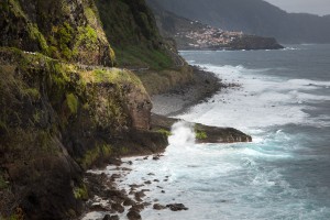 References and panoramas of Madeira- Porto Moniz & Miradouro Waterfall